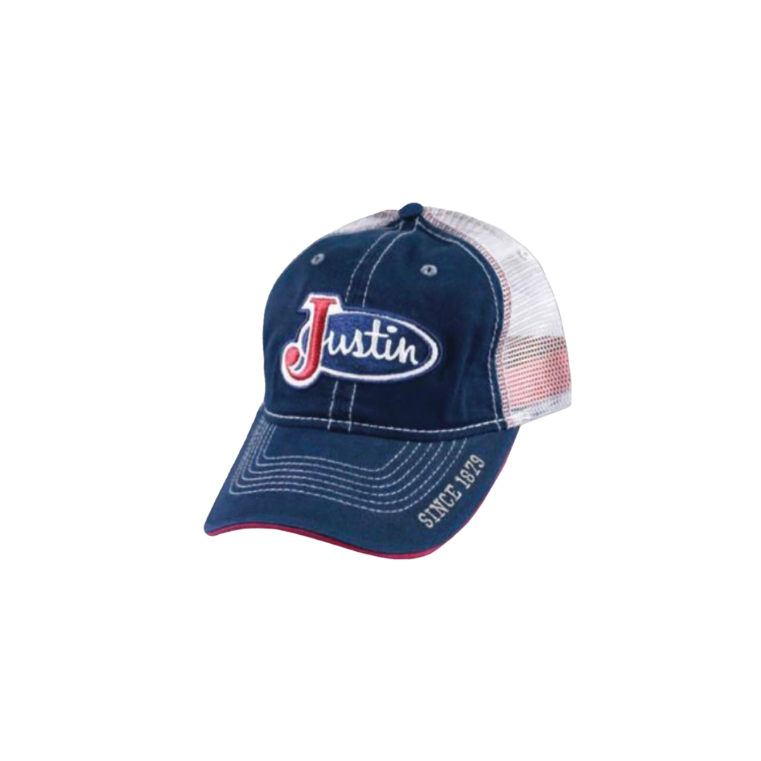 Justin Men's Denim Mesh Embroidered Blue Cap