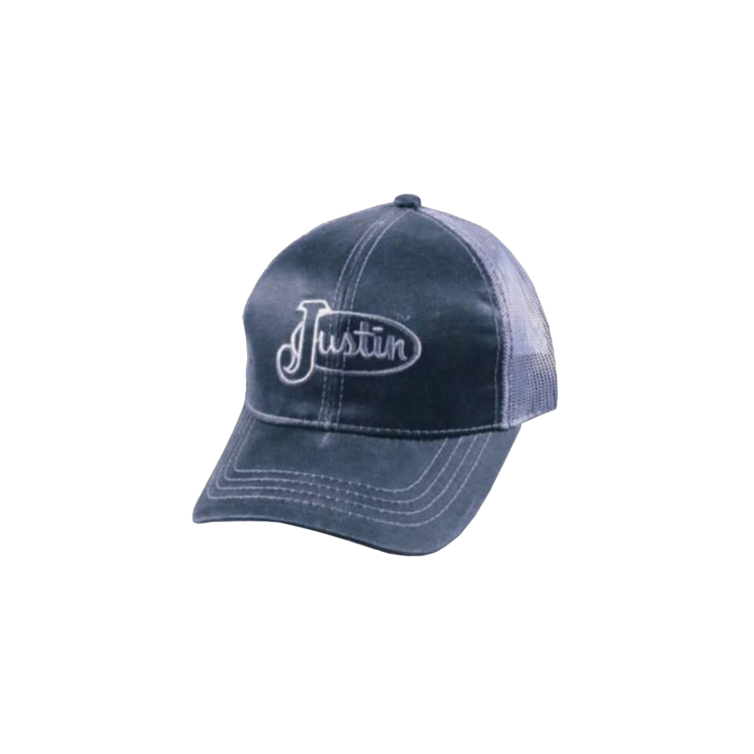 Justin Men's Denim Mesh Embroidered Black Cap