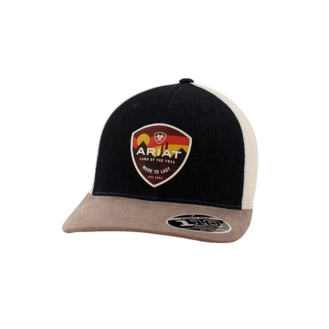 Ariat Men's Mesh Sunset Desert Patch White Cap