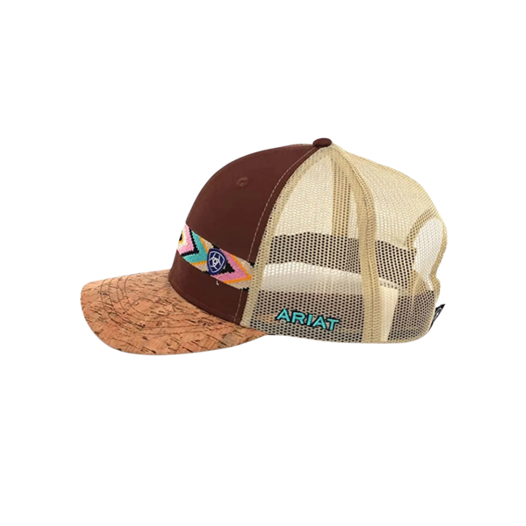 Ariat Women's Aztec Design Cork Brim Brown Cap