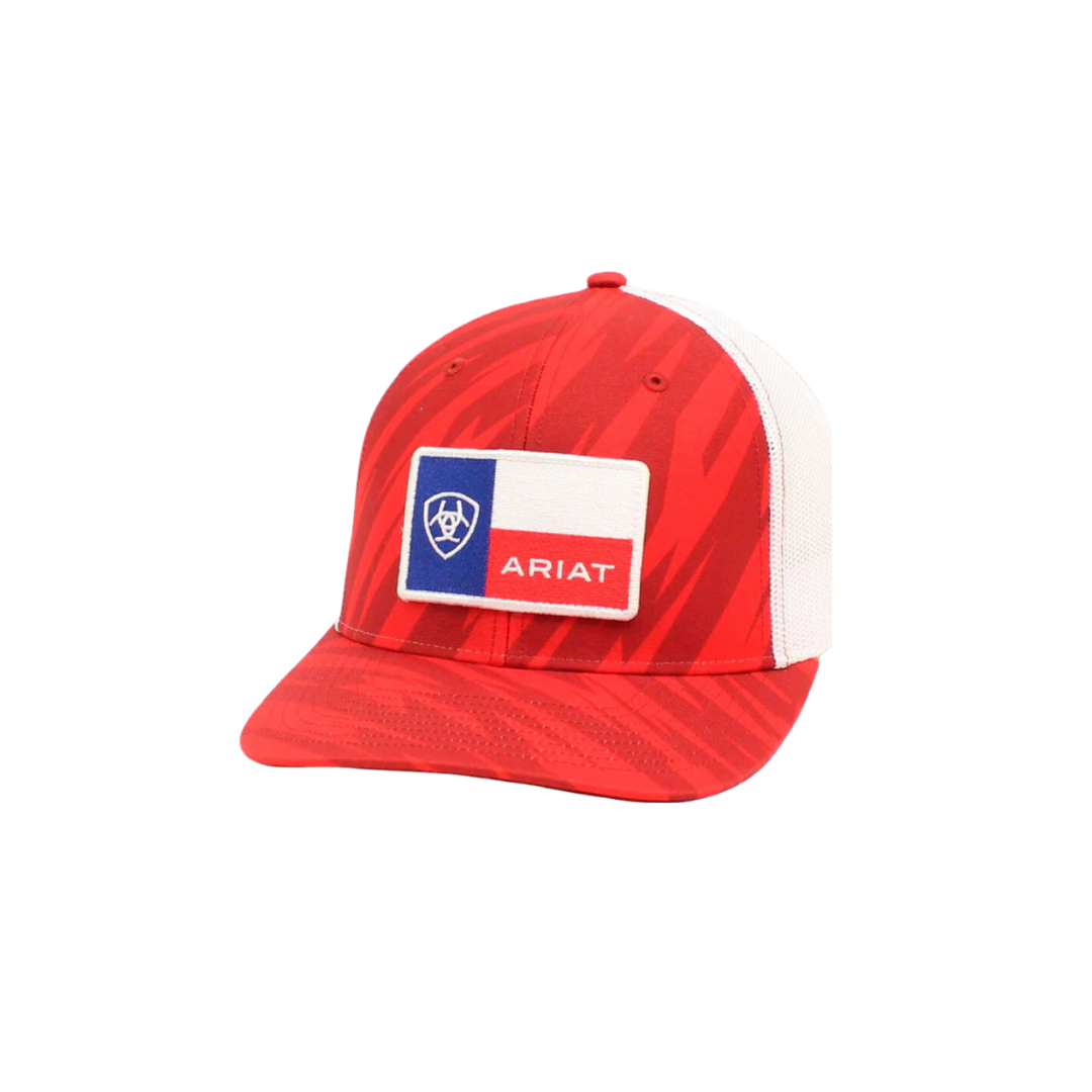 Ariat Men's Flex Fit Zigzag US Flag Patch Red Cap