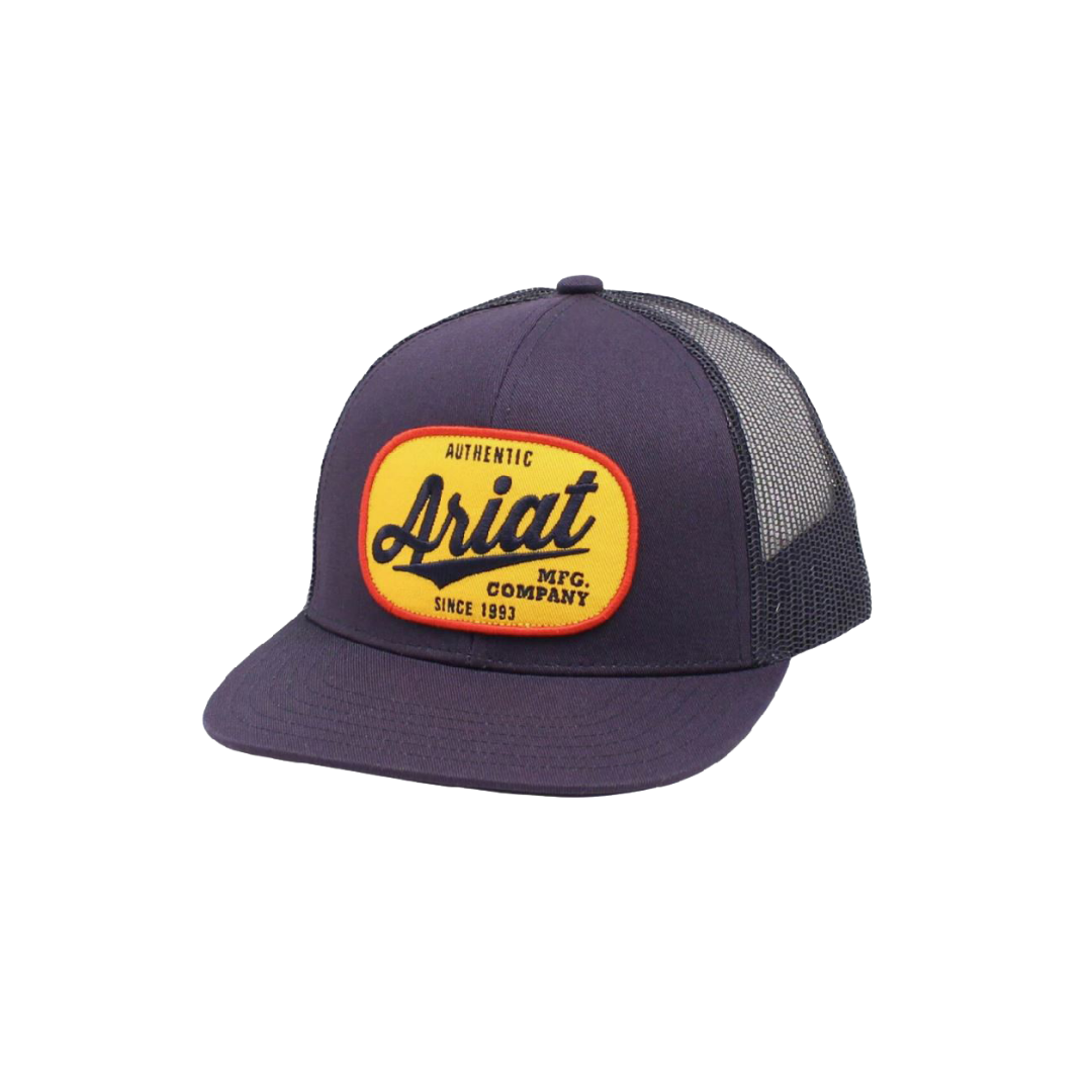 Ariat Men's Rubber Yellow Oval Patch Blue Cap