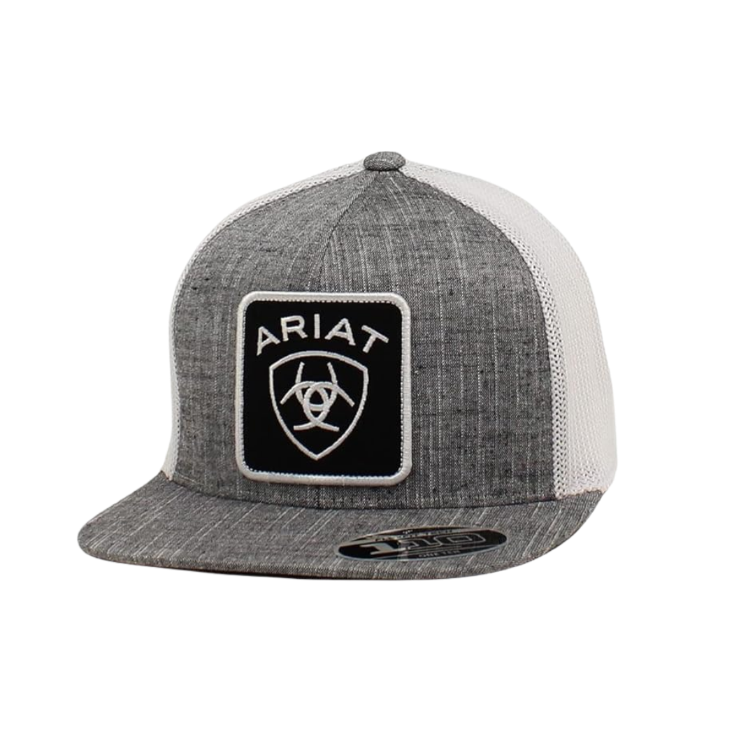 Ariat Men's Large Patch Logo Baseball Grey Cap
