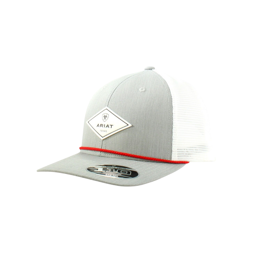 Ariat Men's Baseball Logo Mesh Snap Grey Cap
