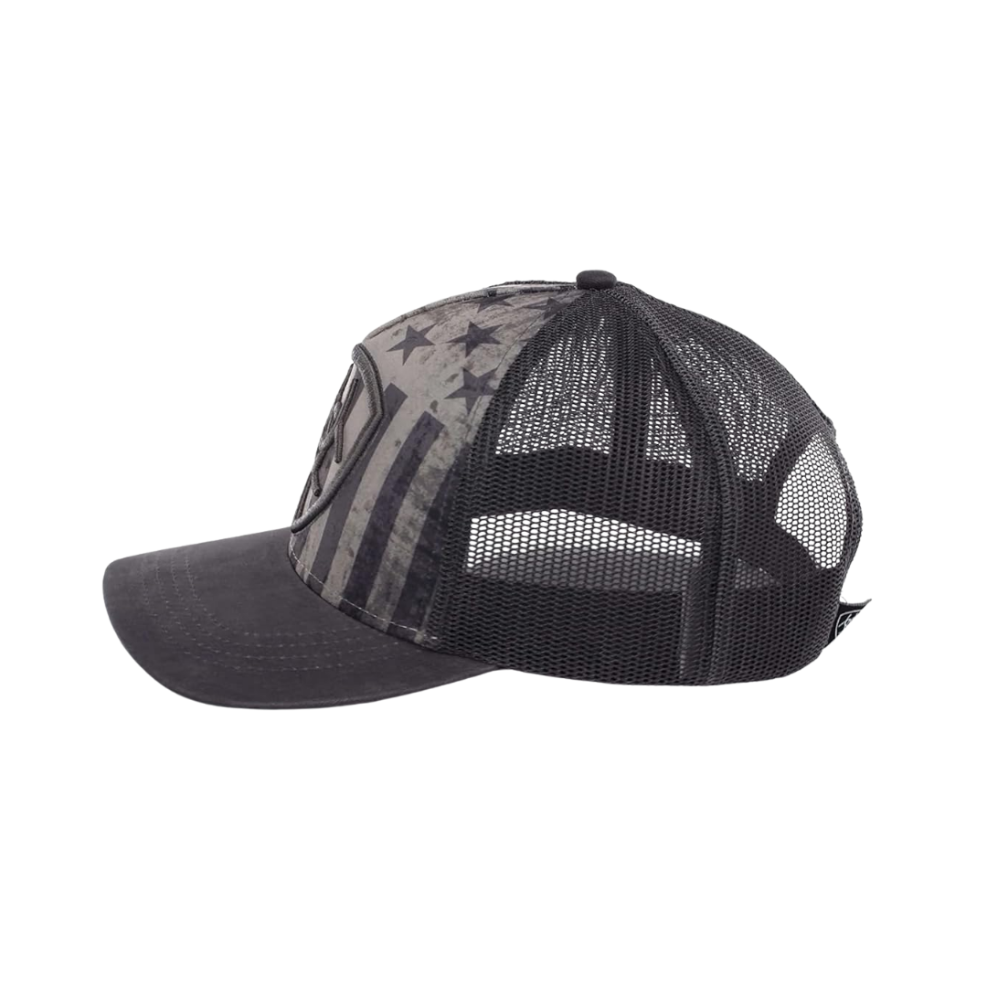 Ariat Men's US Flag Mesh Embroidered Grey Cap