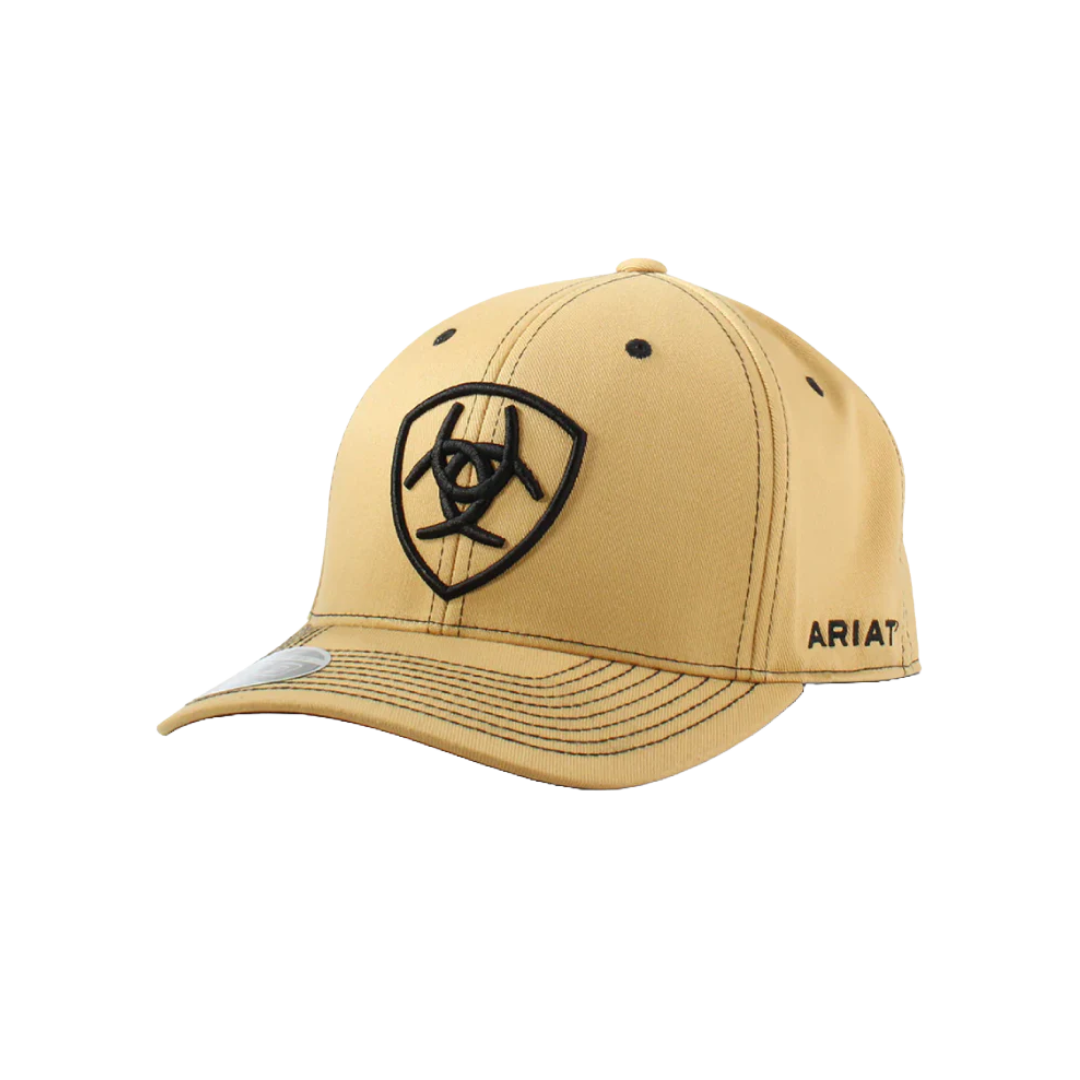 Ariat Men's Shield Logo Flex Fit Light Brown Cap