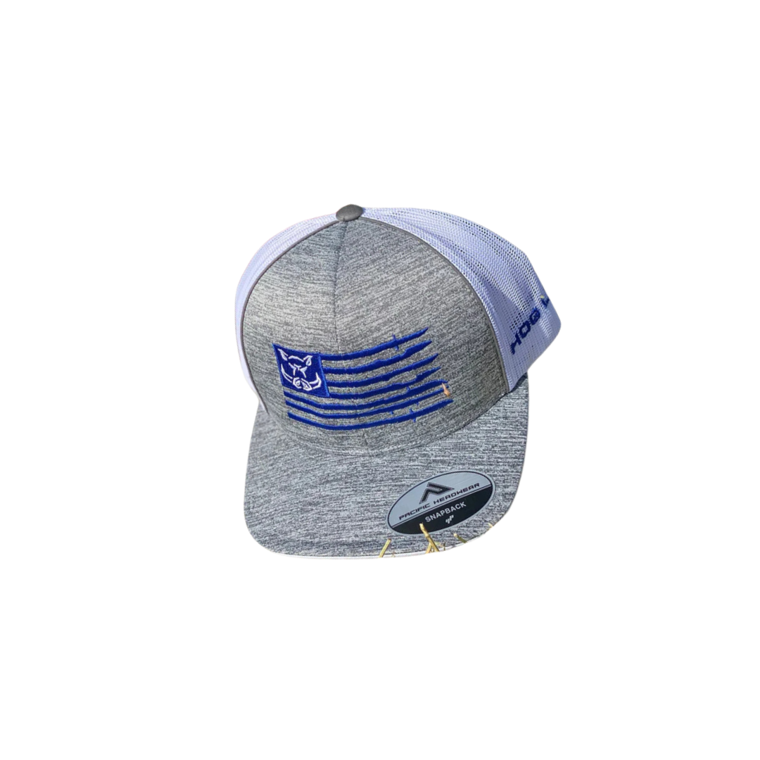 Hog Life Men's Freedom Grey White Mesh Cap