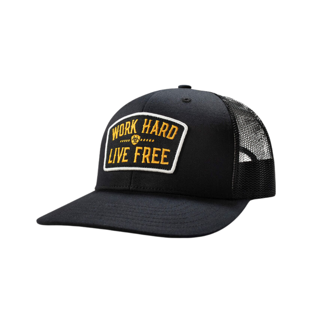 Ariat Men's Work Hard Live Free Snapback Black Cap