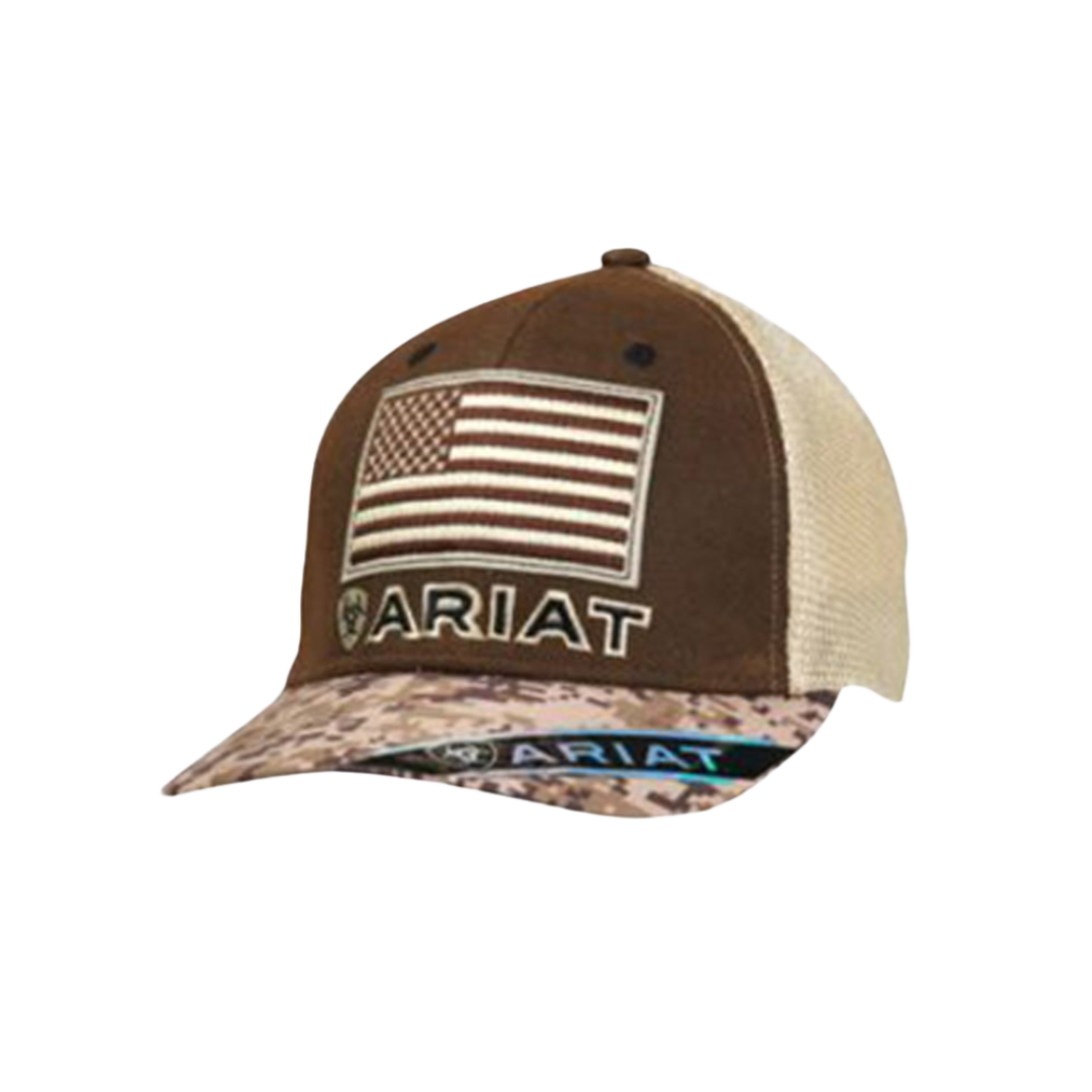 Ariat Men's Camo Design USA Flag Brown Cap