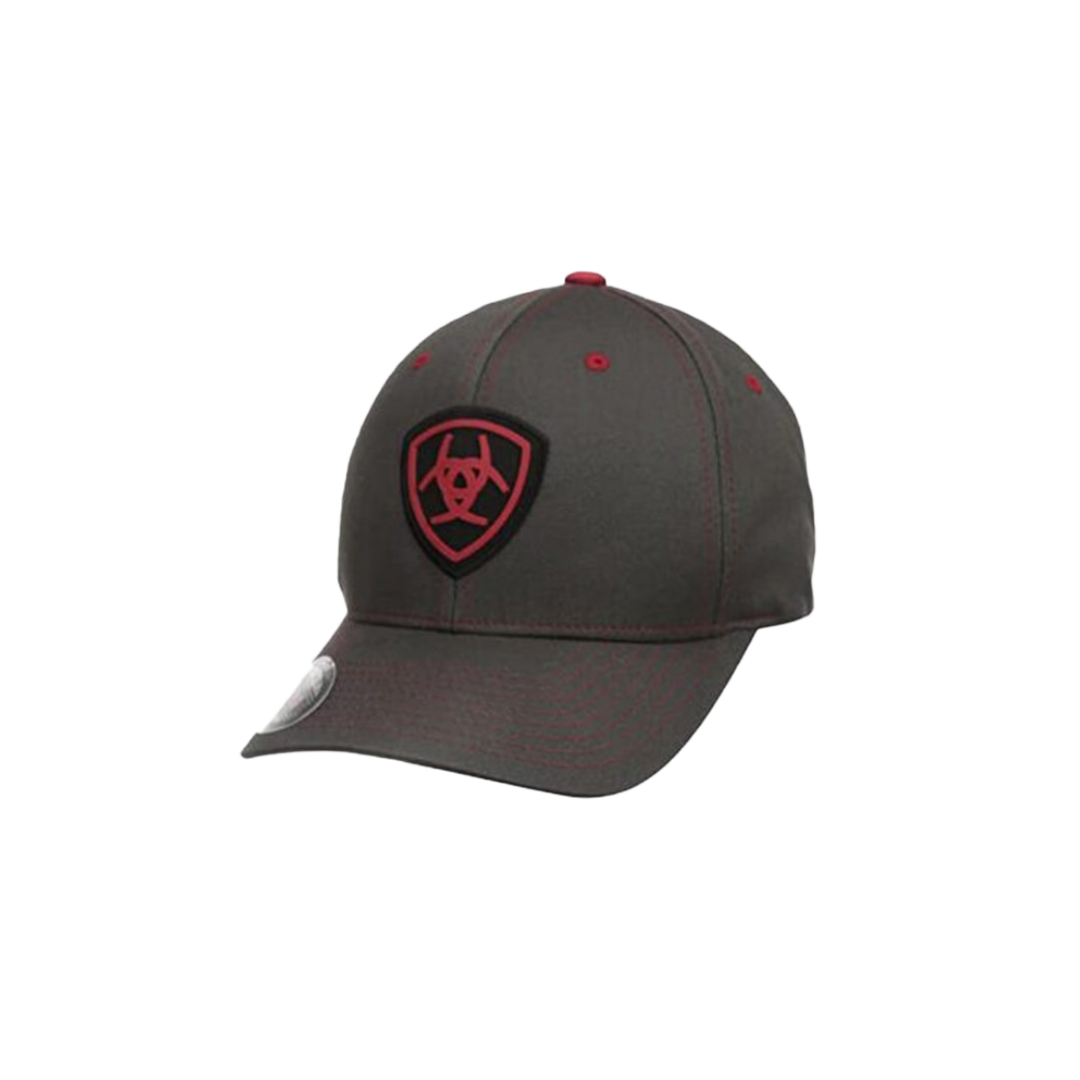 Ariat Men's Flex Fit Shield Logo Patch Grey Cap