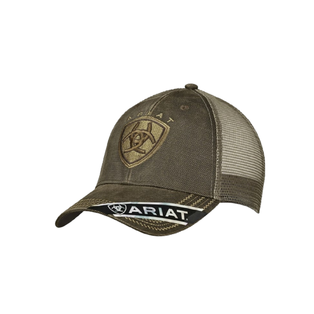 Ariat Men's Trucker Mesh Embroidered Brown Cap