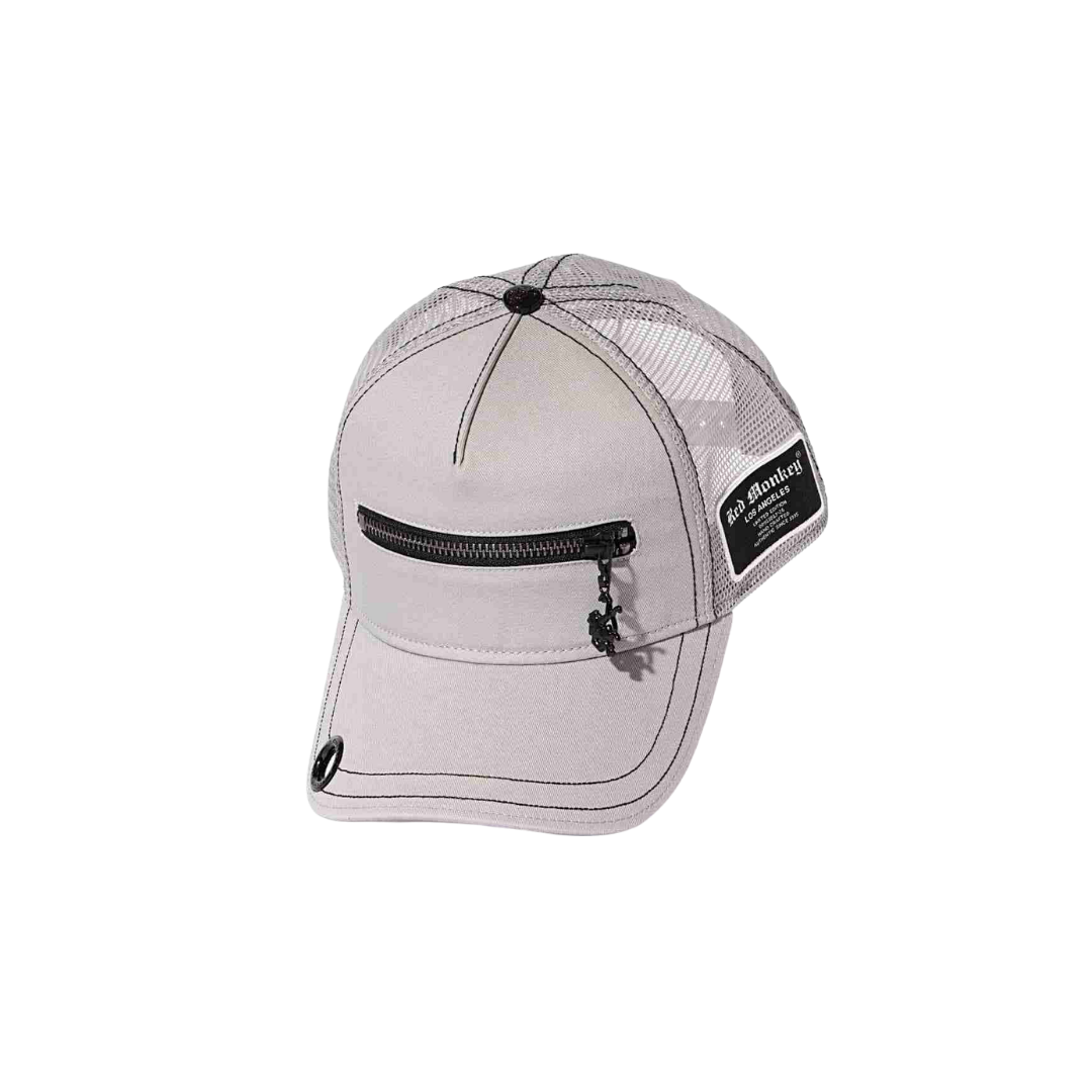 Red Monkey Zipper Silver Cap