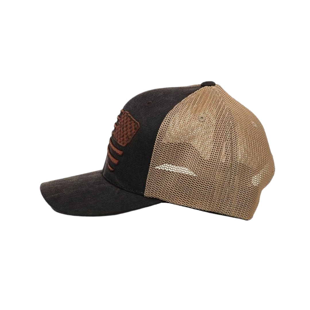 Ariat Men's Mesh Embroidered US Flag Brown Cap