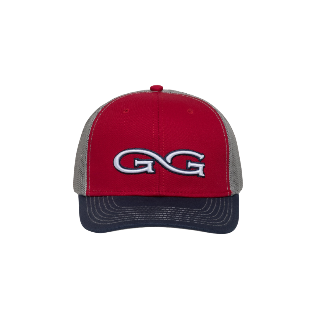 Gameguard Men's Tricolor Mesh Logo Embroidered Red Cap