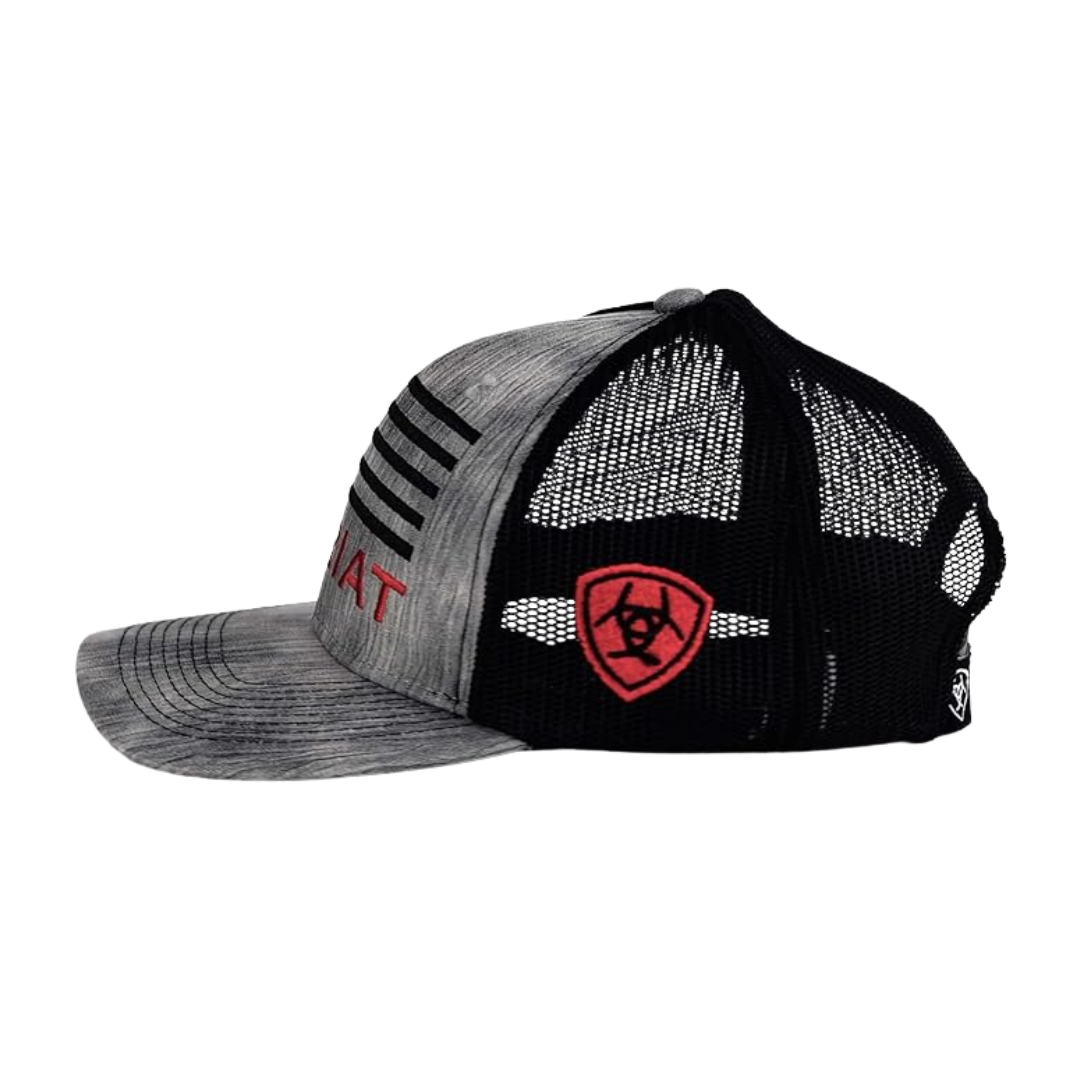 Ariat Men's Mesh Embroidered US Flag Grey Cap