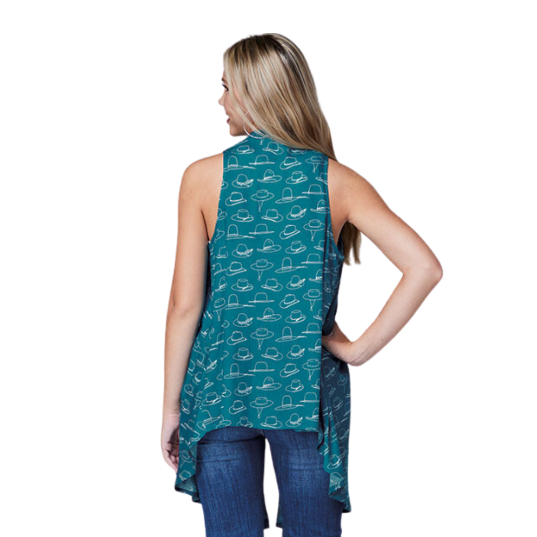 Roper Women's Printed Rayon Blue Cardigan