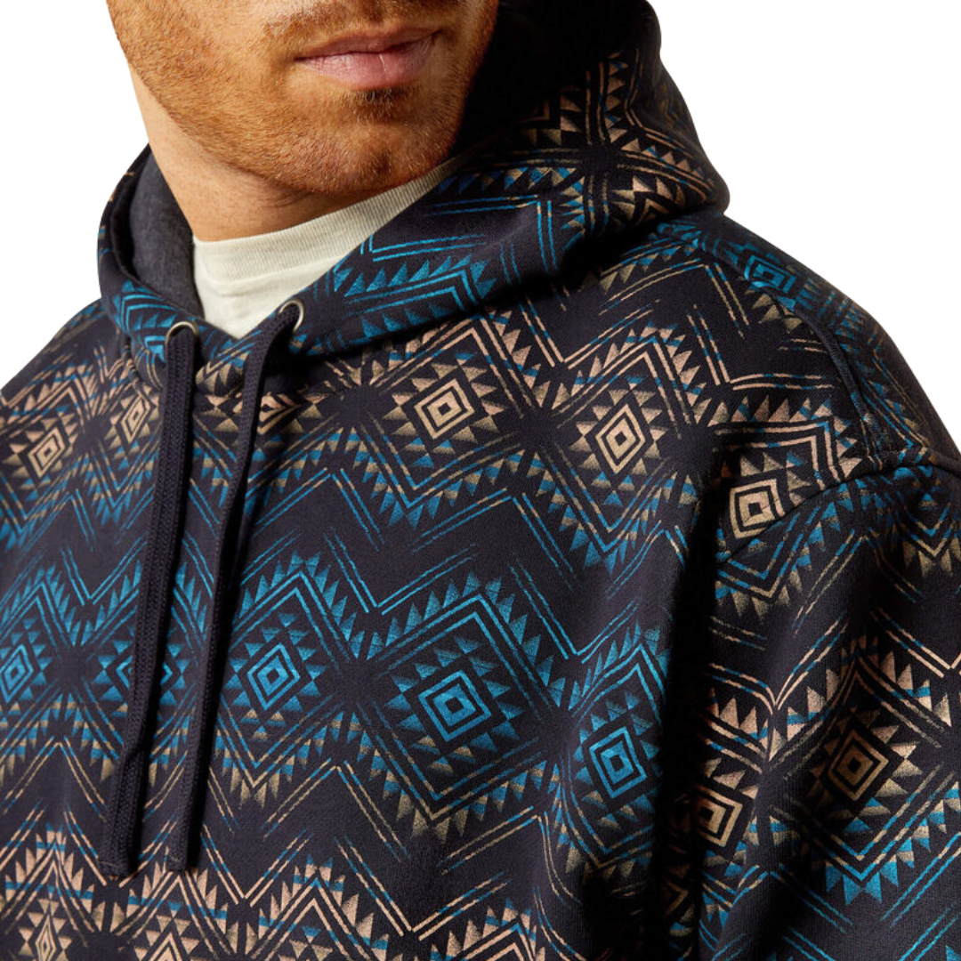 Ariat Men's Color Block Navy Hoodie