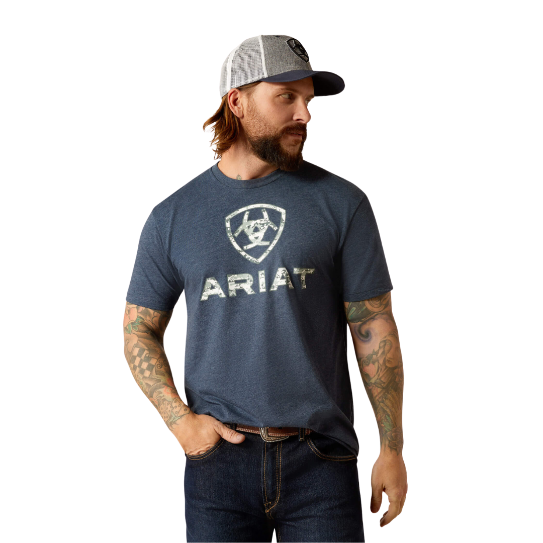 Ariat Men's Liberty Usa Digi Camo Navy Heather Tee Shirt