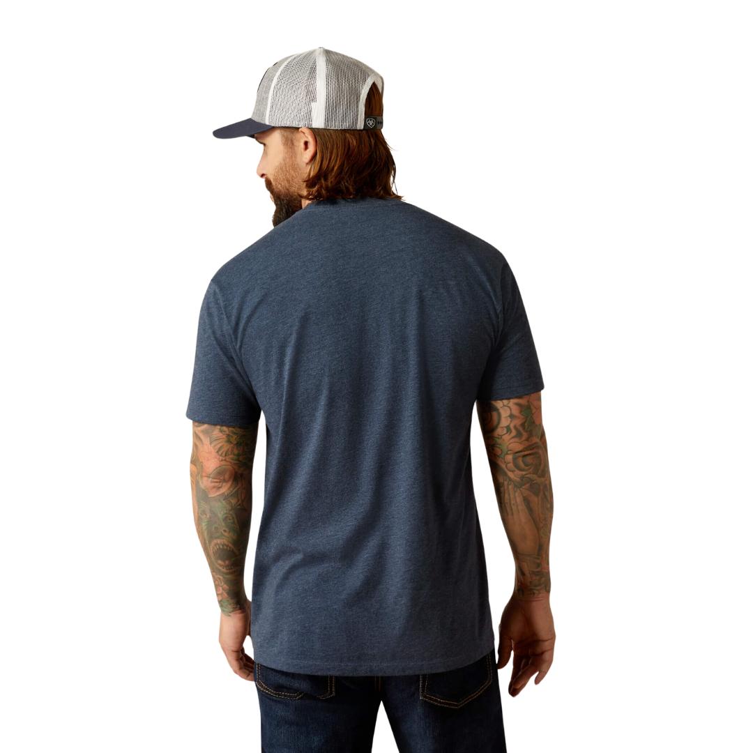 Ariat Men's Liberty Usa Digi Camo Navy Heather Tee Shirt
