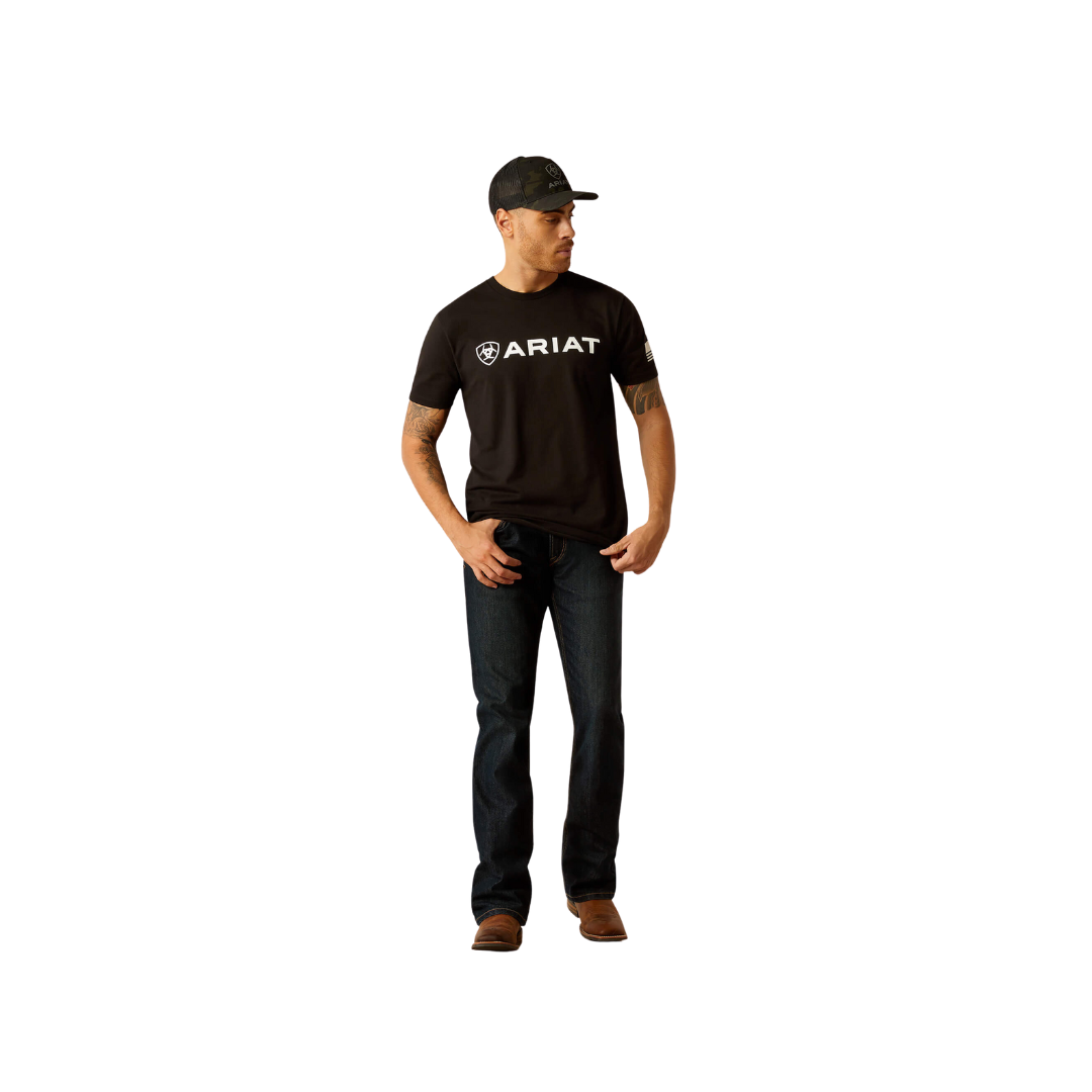 Ariat Men's Shield Flag Black Tee Shirt
