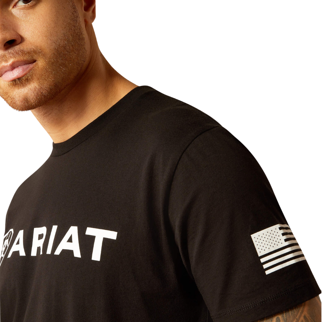Ariat Men's Shield Flag Black Tee Shirt