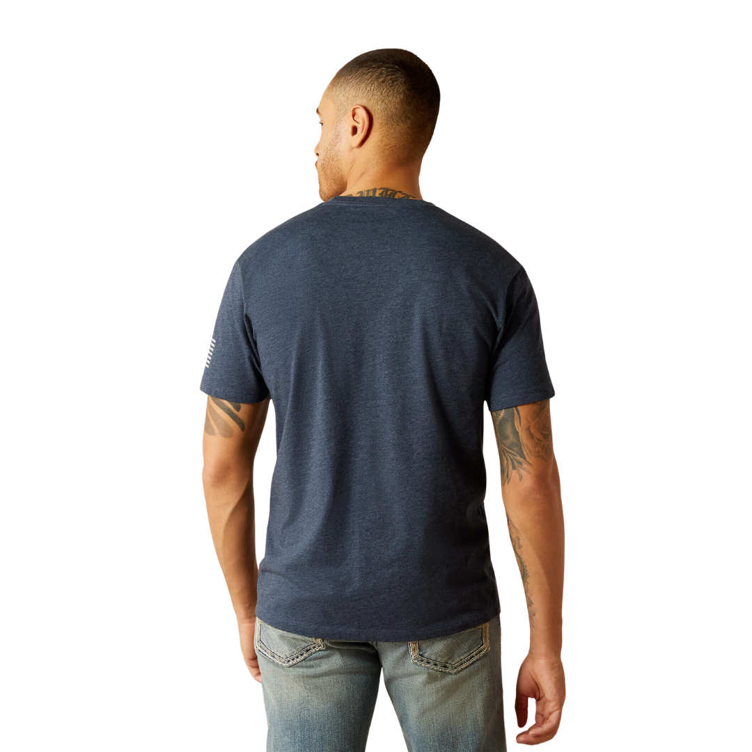 Ariat Men's Shield Flag Navy Heather Tee Shirt
