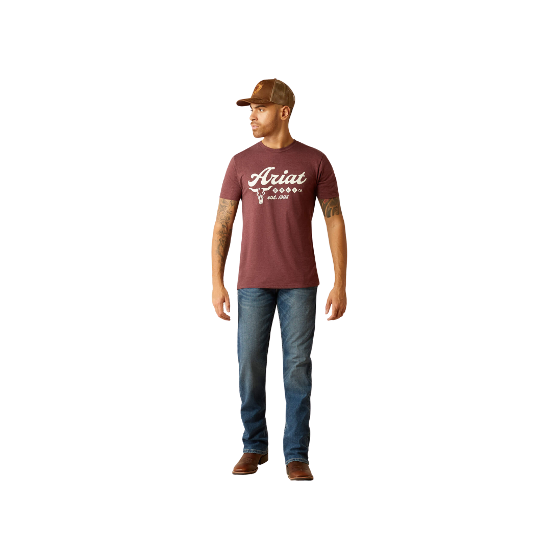 Ariat Men's Established Boot Co Maroon Heather Tee Shirt