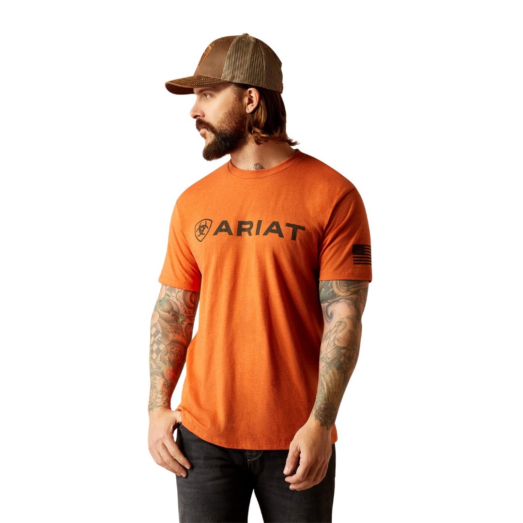 Ariat Men's Shield Flag Adobe Heather Tee Shirt