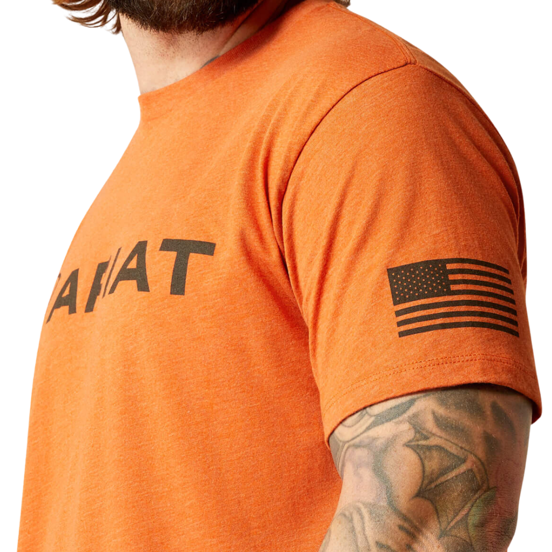 Ariat Men's Shield Flag Adobe Heather Tee Shirt