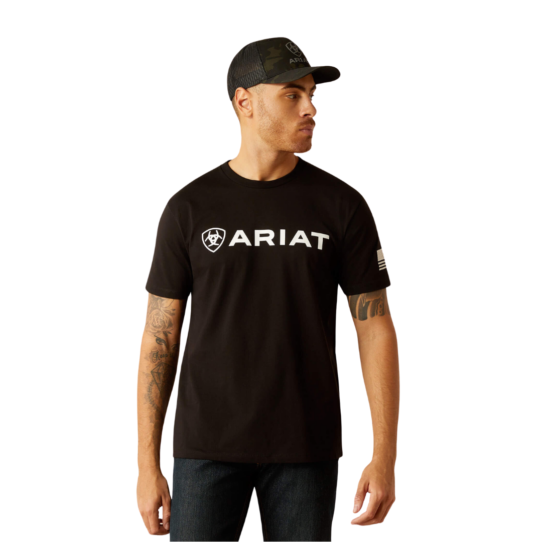Ariat Men's Shield Flag Black Tee Shirt