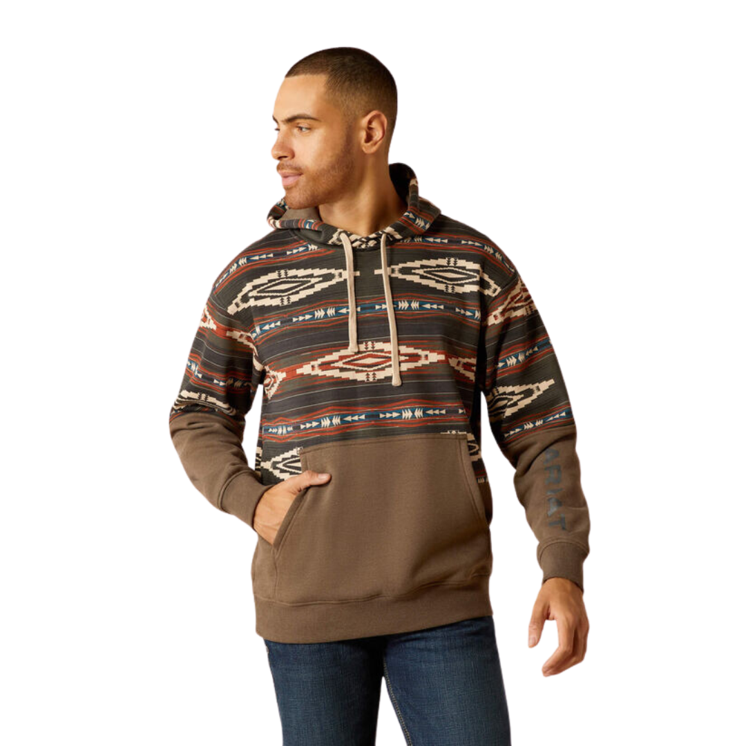 Ariat Men's Color Block Brindle Light Brown Hoodie