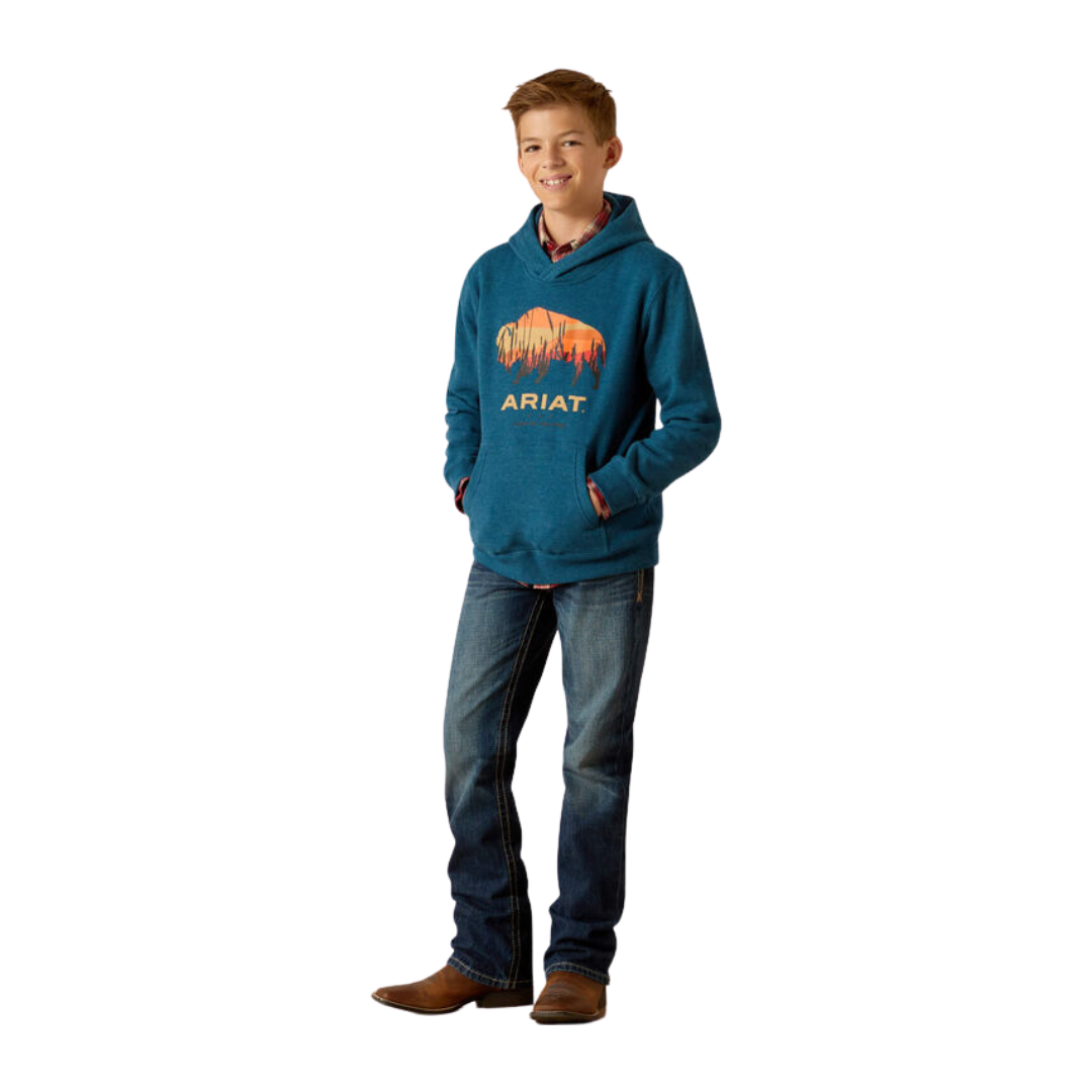 Ariat Youth Boy's Bison Plains Hydran Heather Hoodie