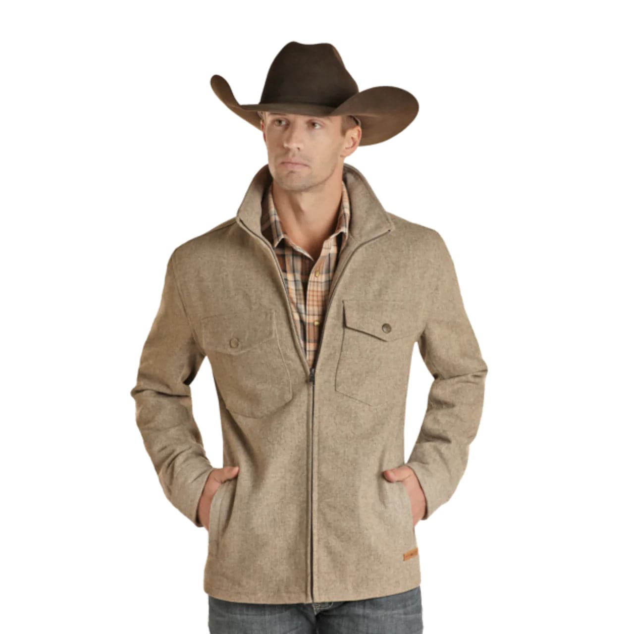 Powder River Outfitters Men s Beige Wool Blend Coat Western Style Jacket