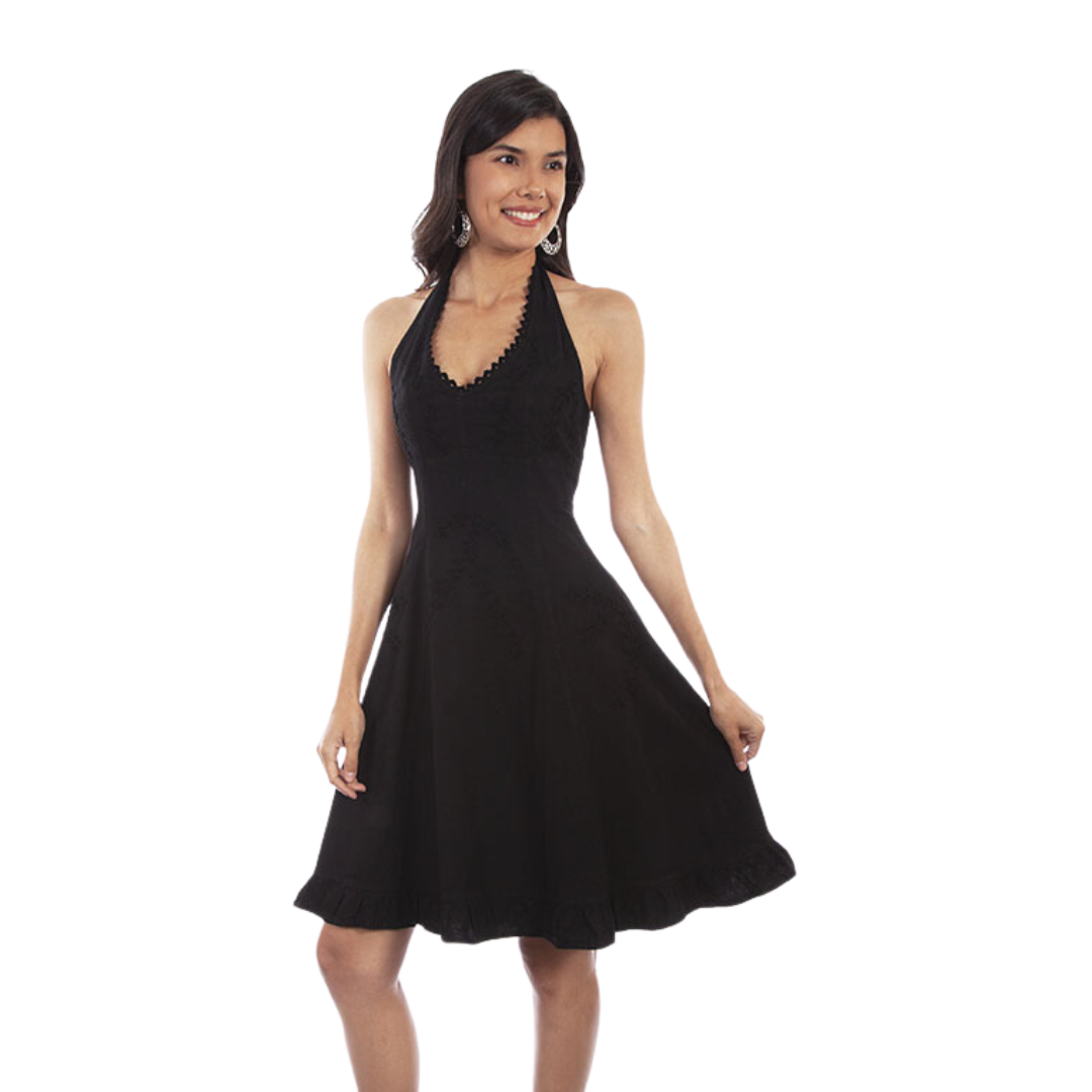 Scully Leathers Women's Halter Peruvian Cotton Black Dress