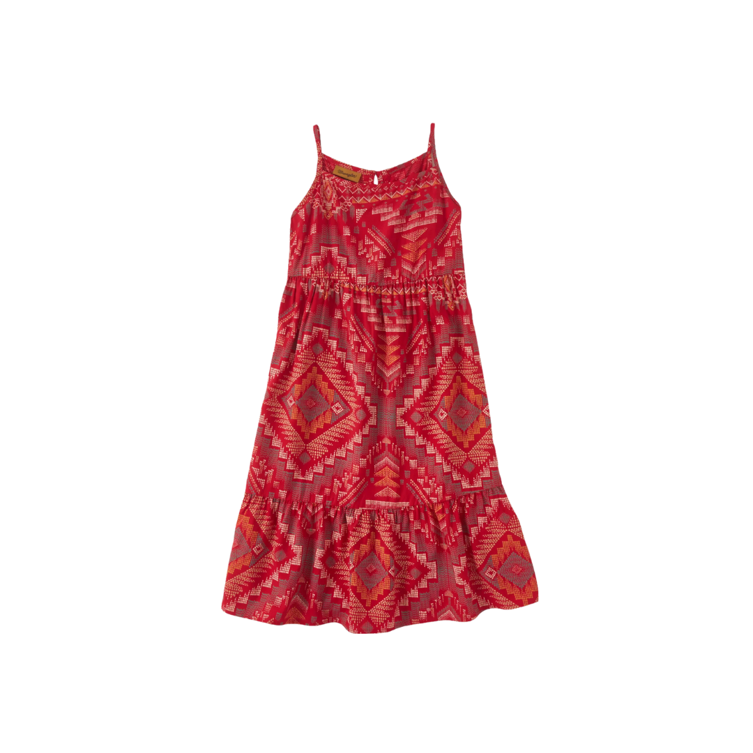 Wrangler Youth Girl's Retro Aztec Maxi Red Dress
