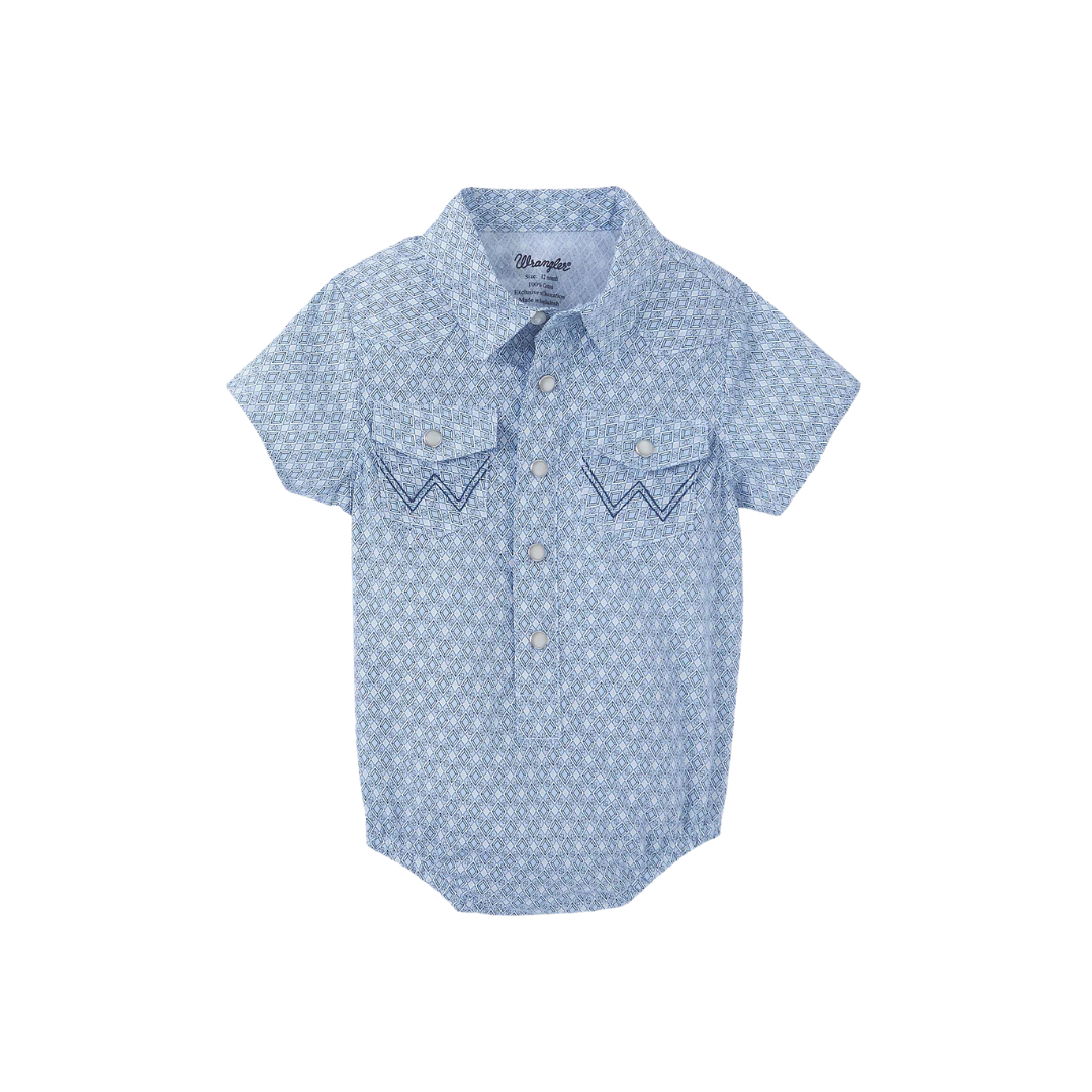 Wrangler Infant Boy's Diamond Print Pale Blue Bodysuit