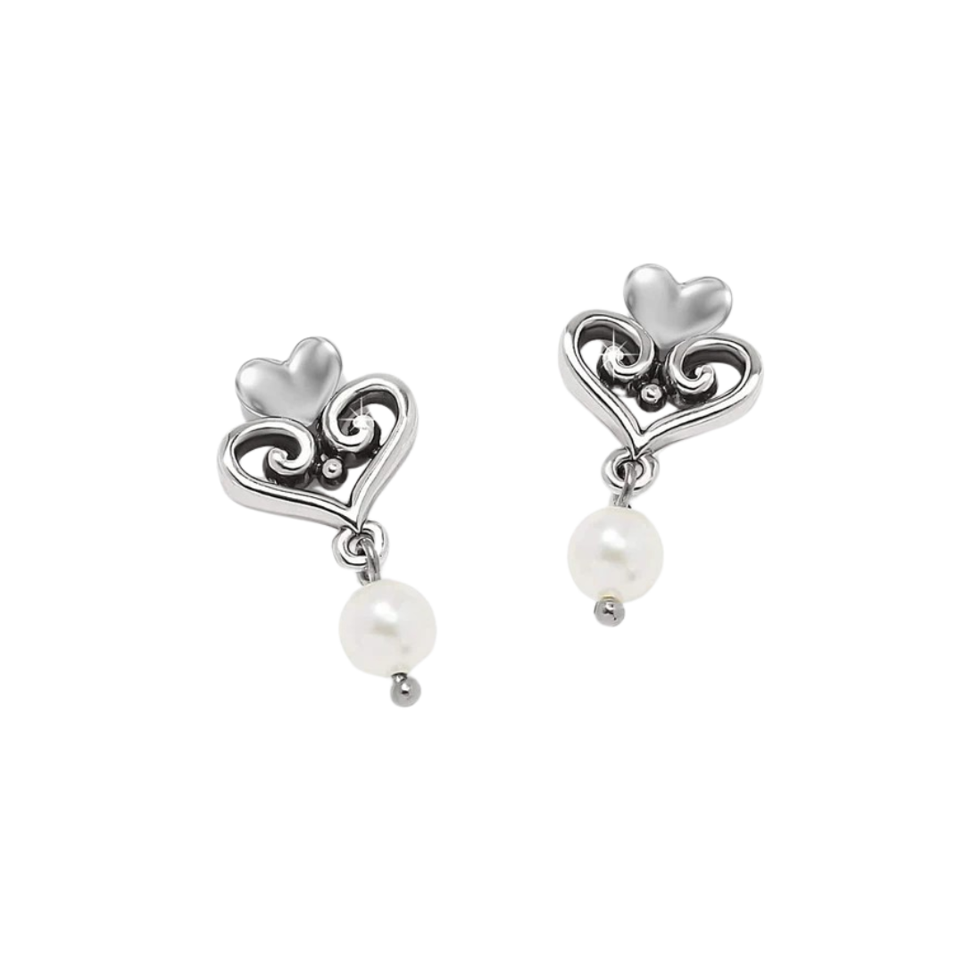 Brighton Women's Alcazar Amor Pearl Silver Pearl Earrings