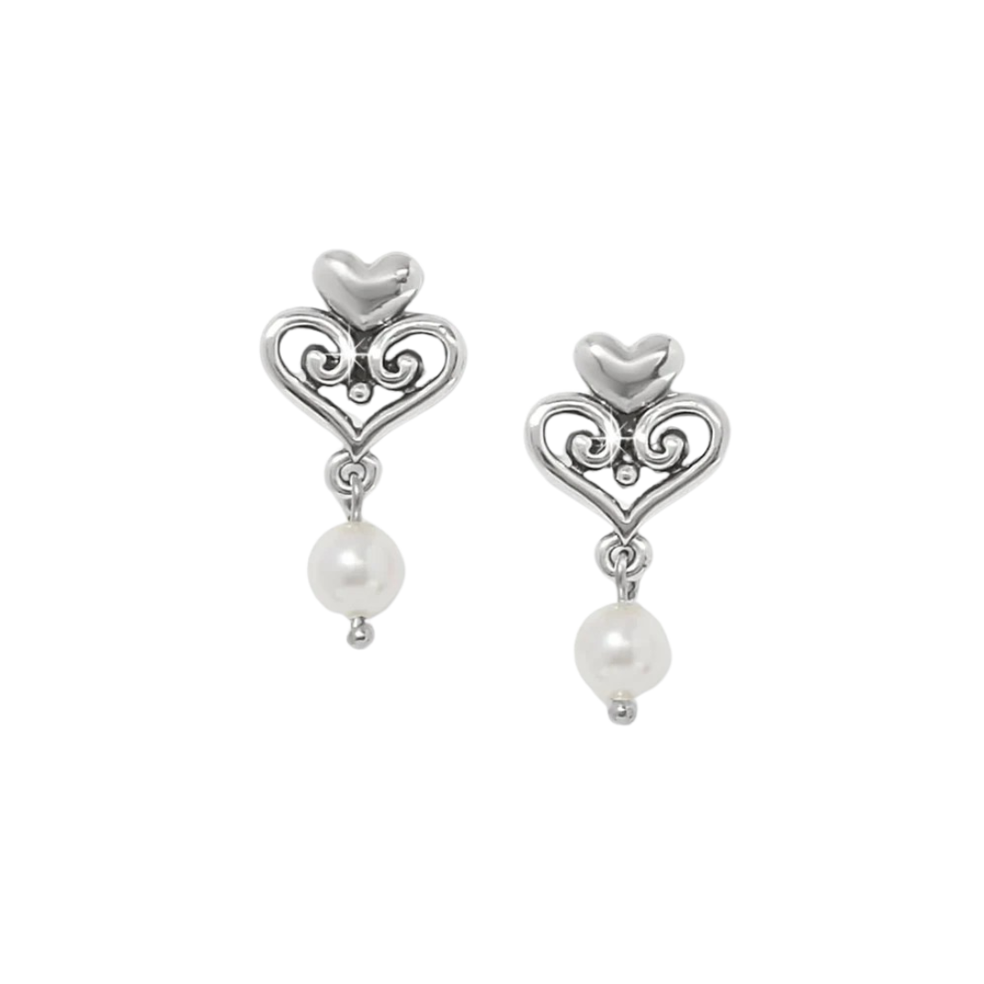 Brighton Women's Alcazar Amor Pearl Silver Pearl Earrings
