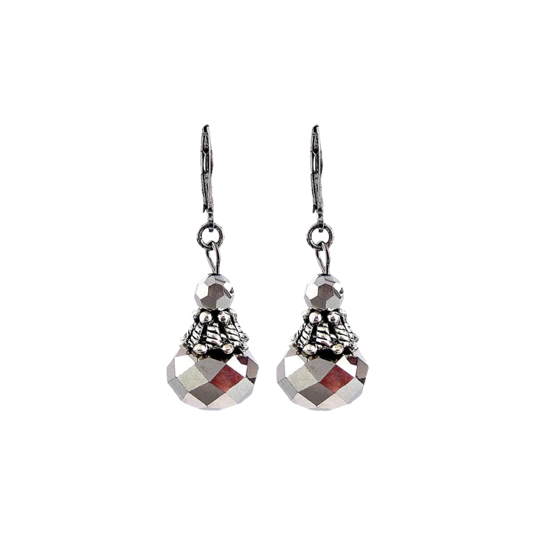 Cindy Smith Women's Sparkly Faceted Crystal Grey Earrings