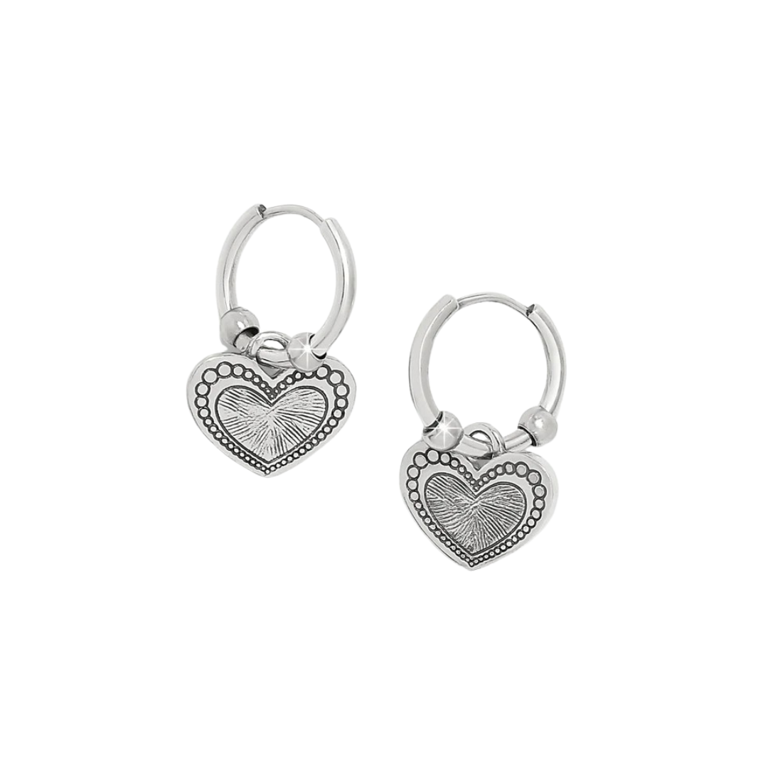 Brighton Women's Love Me Do Hoop Silver Red Earrings