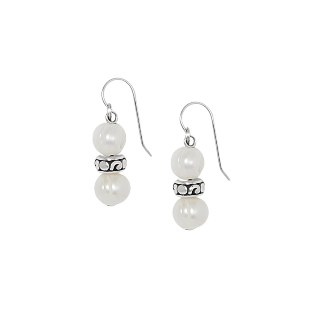 Brighton Women's Contempo Heart Pearl French Silver Pearl Earrings