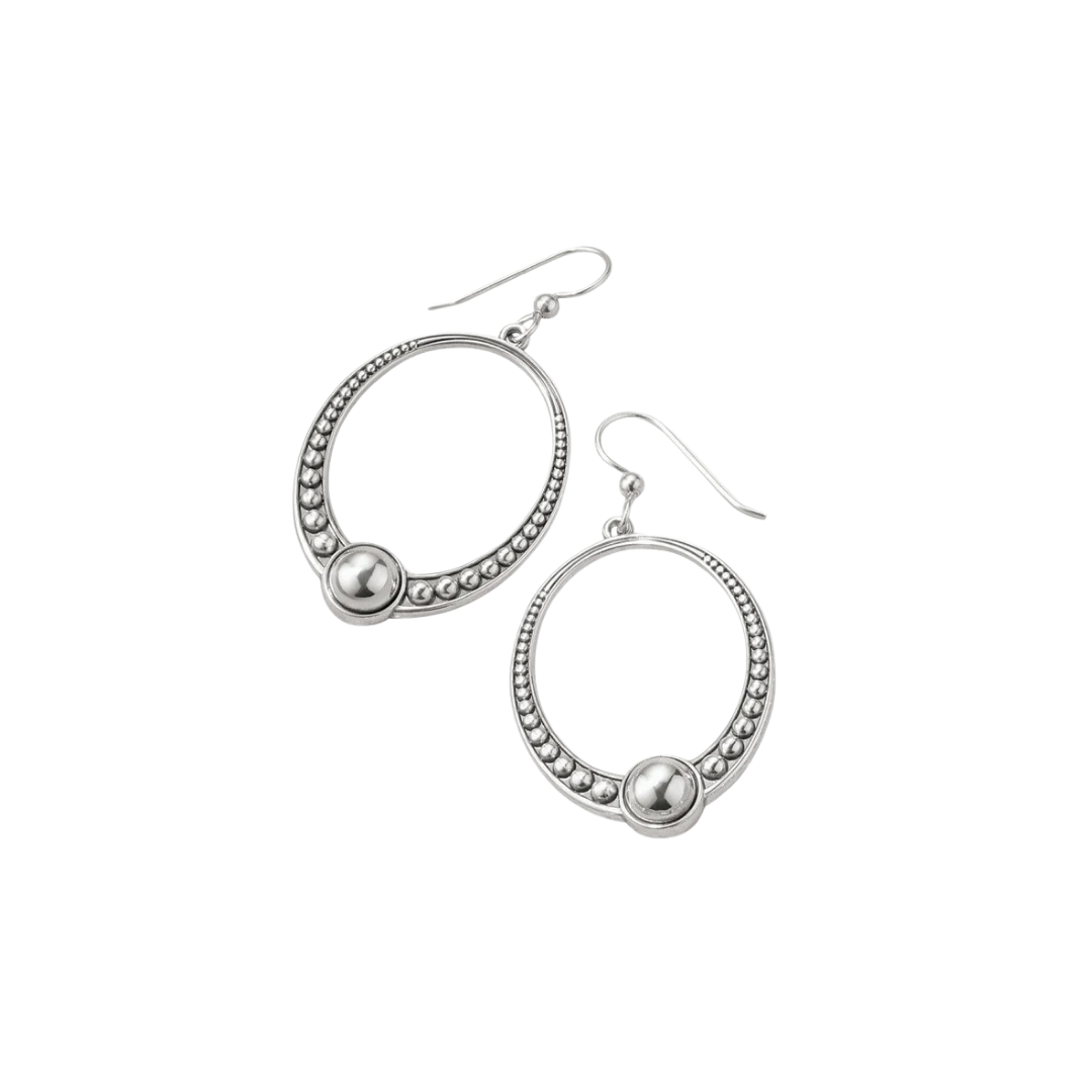 Brighton Women's Pretty Tough Oval French Wire Grey Earrings