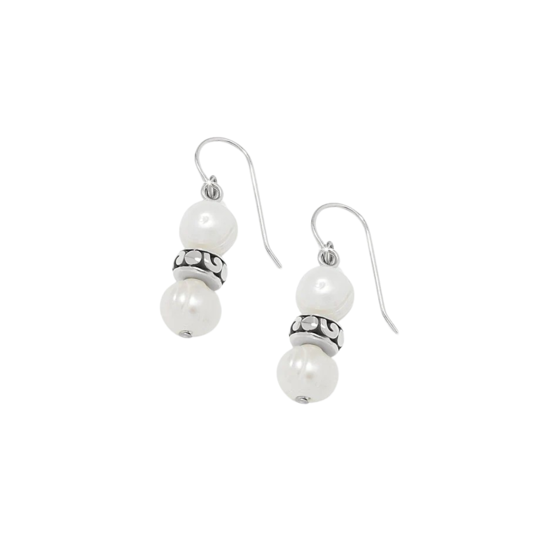 Brighton Women's Contempo Heart Pearl French Silver Pearl Earrings