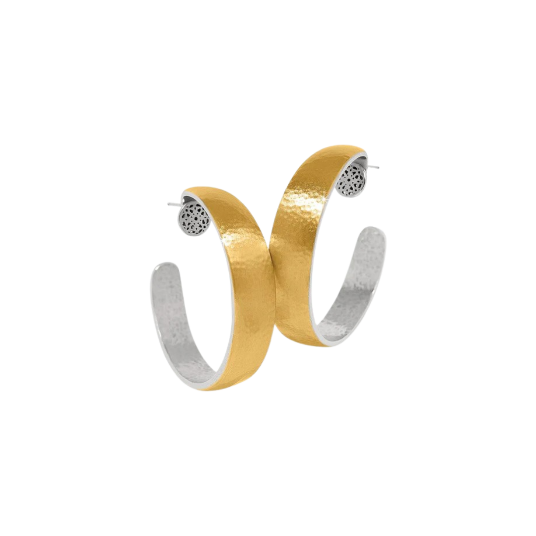 Brighton Women's Ferrara Moon Large Hoop Gold Silver Earrings