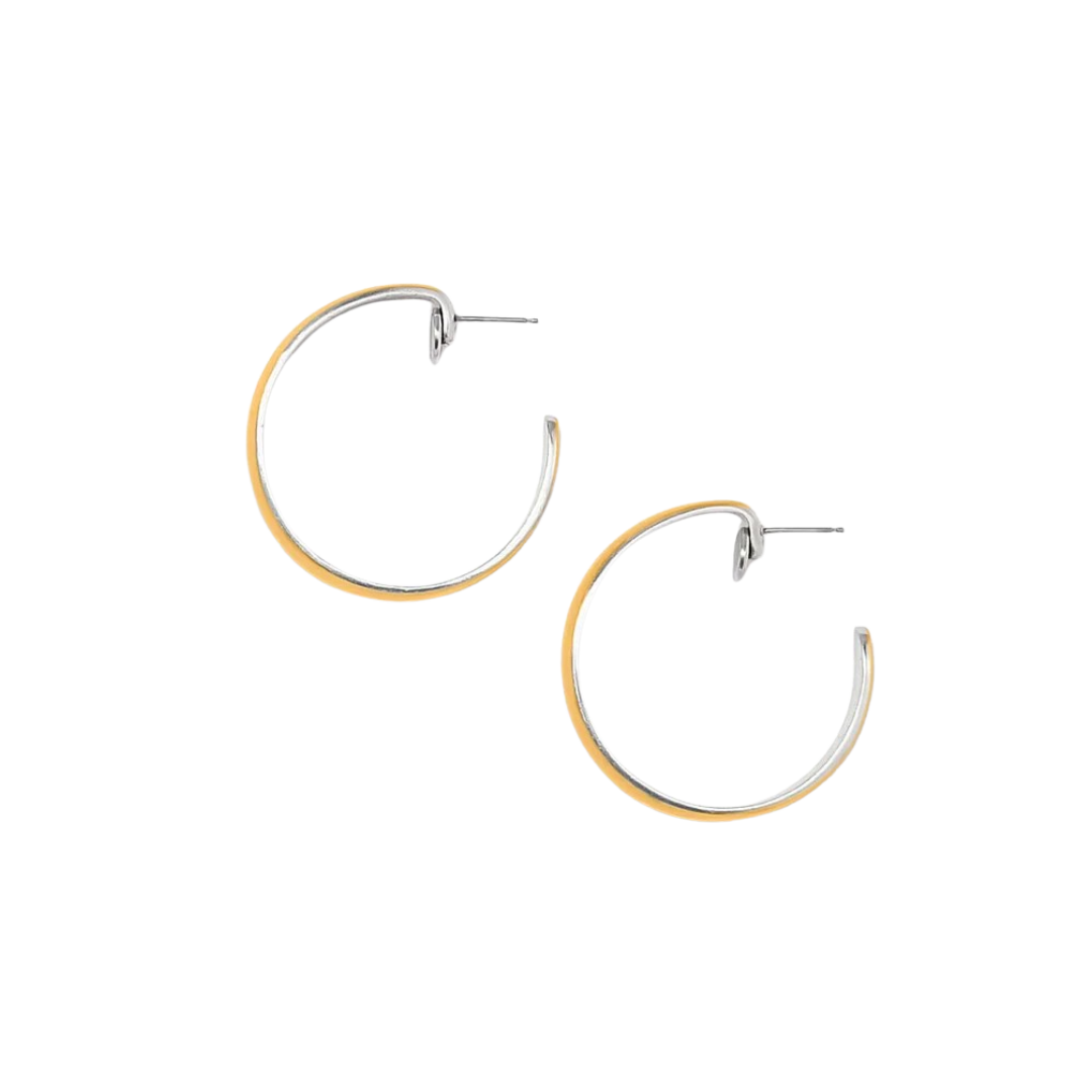 Brighton Women's Ferrara Moon Large Hoop Gold Silver Earrings