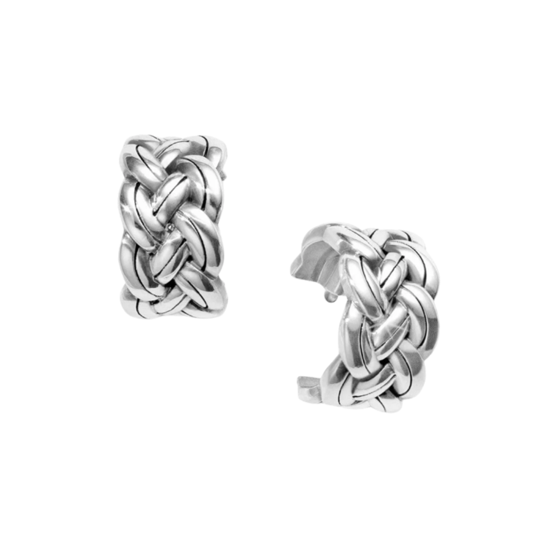 Brighton Women's Interlok Woven Hoop Grey Earrings