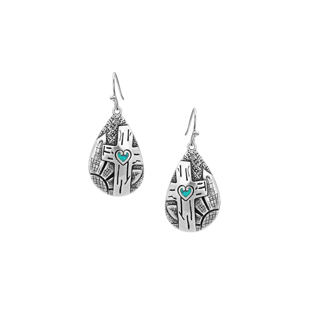 Montana Silversmiths Women's Blooming Cross Opal Grey Earrings