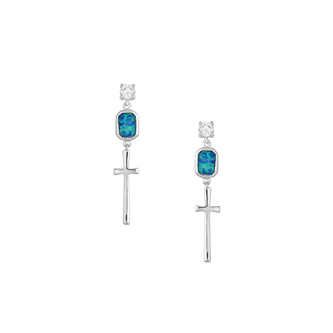 Montana Silversmiths Women's Cross Opal Dangle Grey Earrings