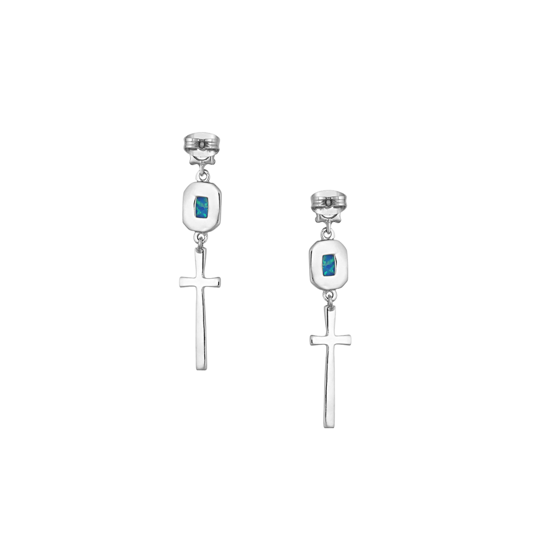 Montana Silversmiths Women's Cross Opal Dangle Grey Earrings