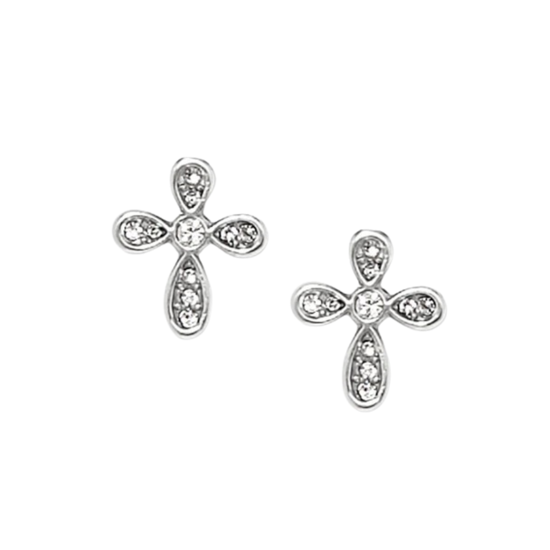 Brighton Women's Enchanting Cross Post Silver Earrings